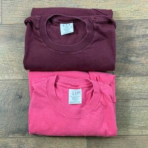 2 Vintage Gap Pocket T-Shirts Women Medium Burgundy Pink